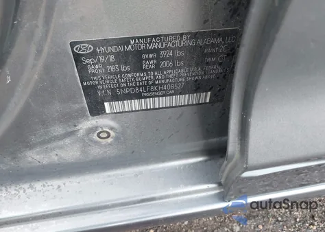 2019 Hyundai Elantra Sel z USA, uszkodzony, nr VIN 5NPD84LF8KH408527